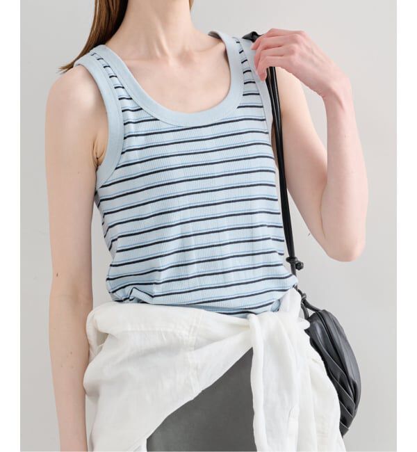 U by SPICK&SPAN「《予約》2WAY ハリヌキリブマルチボーダータンク」|タンクトップ|サックスブルー