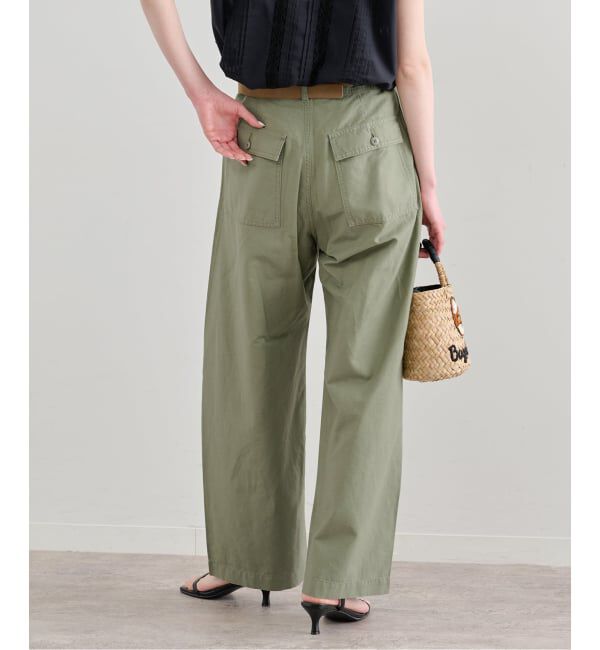 U by SPICK&SPAN「《予約》コットンリネンバレルレッグルーズベイカーパンツ」|カーゴ|