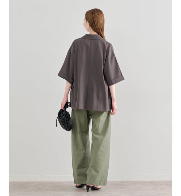 U by SPICK&SPAN「《予約》コットンリネンバレルレッグルーズベイカーパンツ」|カーゴ|