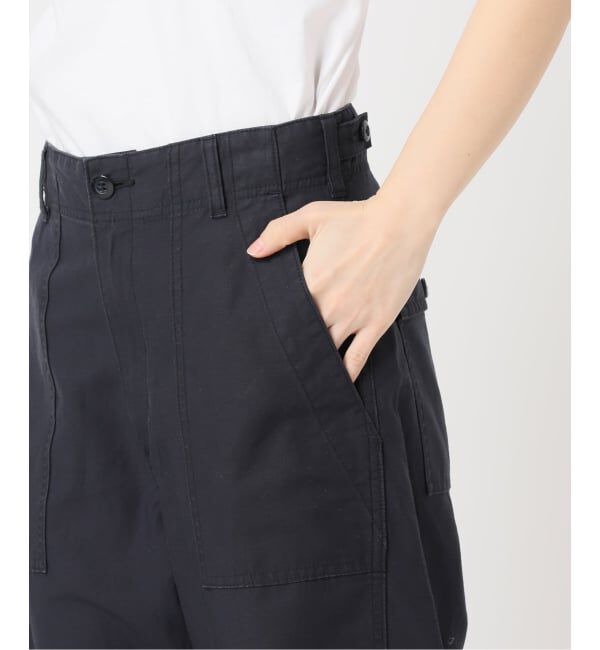 U by SPICK&SPAN「《予約》コットンリネンバレルレッグルーズベイカーパンツ」|カーゴ|