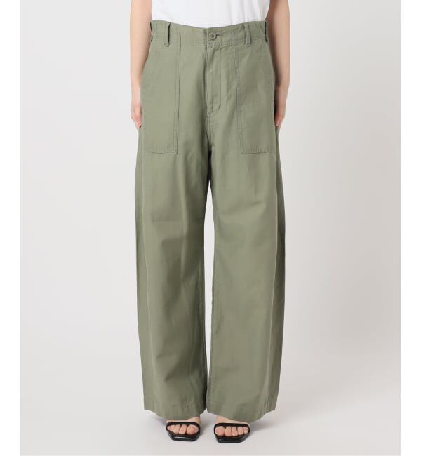 U by SPICK&SPAN「《予約》コットンリネンバレルレッグルーズベイカーパンツ」|カーゴ|