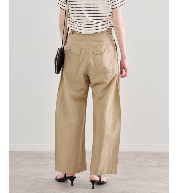 U by SPICK&SPAN「《予約》コットンリネンバレルレッグルーズベイカーパンツ」|カーゴ|