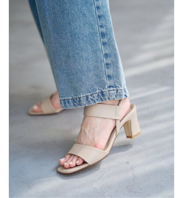  「《追加》6cmゴムストラップサンダル」|サンダル|ベージュ