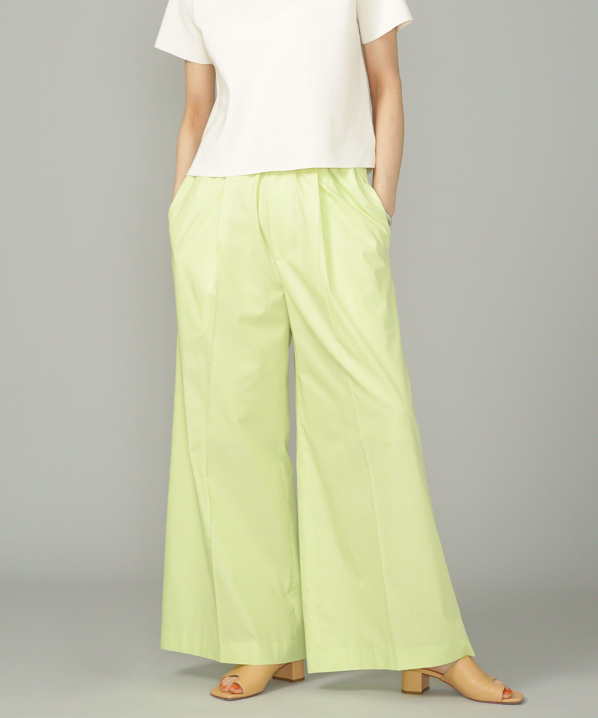 nano･universe「LB.01/コットンポリエステル ワイドパンツ」|チノ|