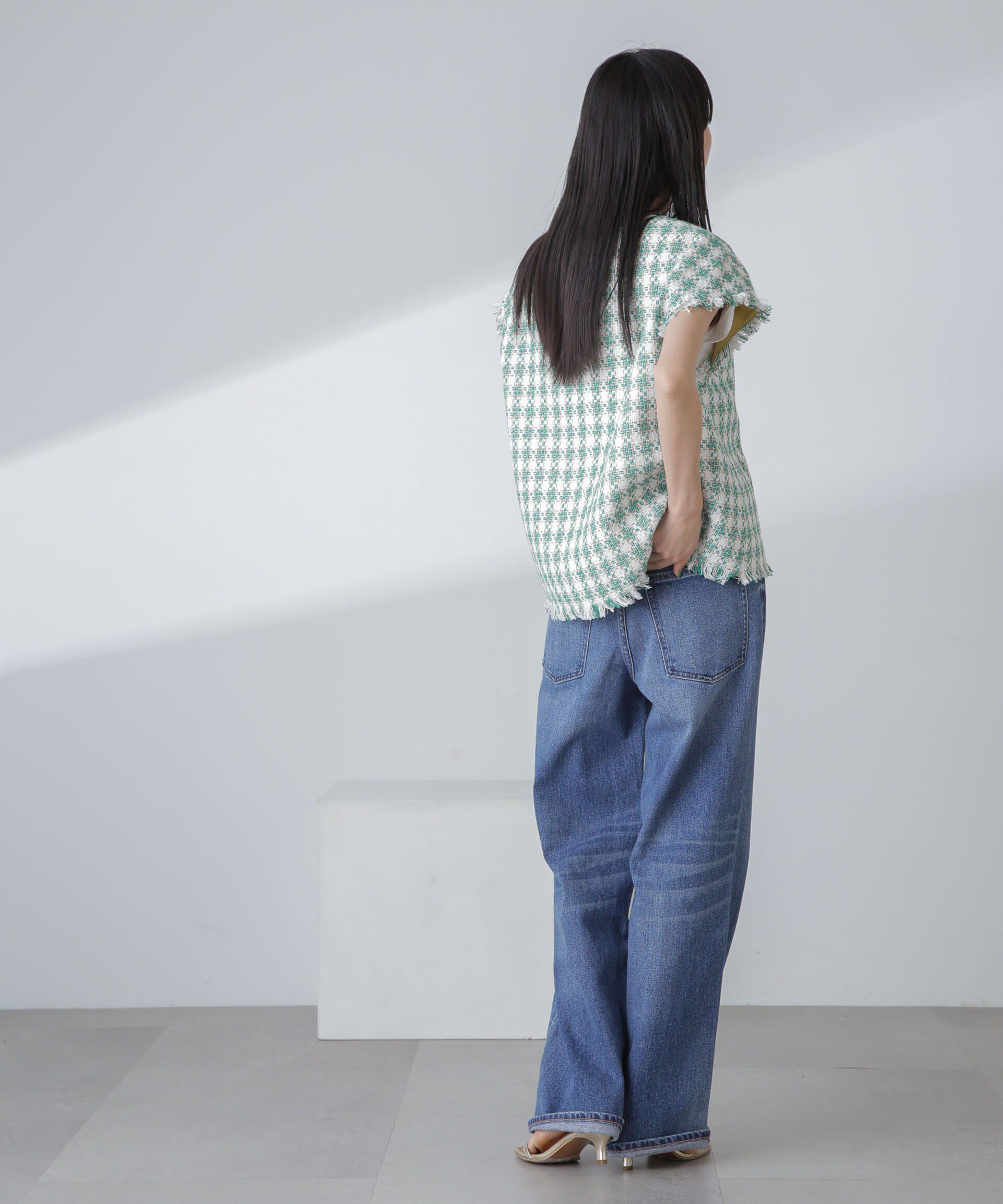 nano･universe「ラメファンシーツイード ショートジレ」|ベスト・ジレ|