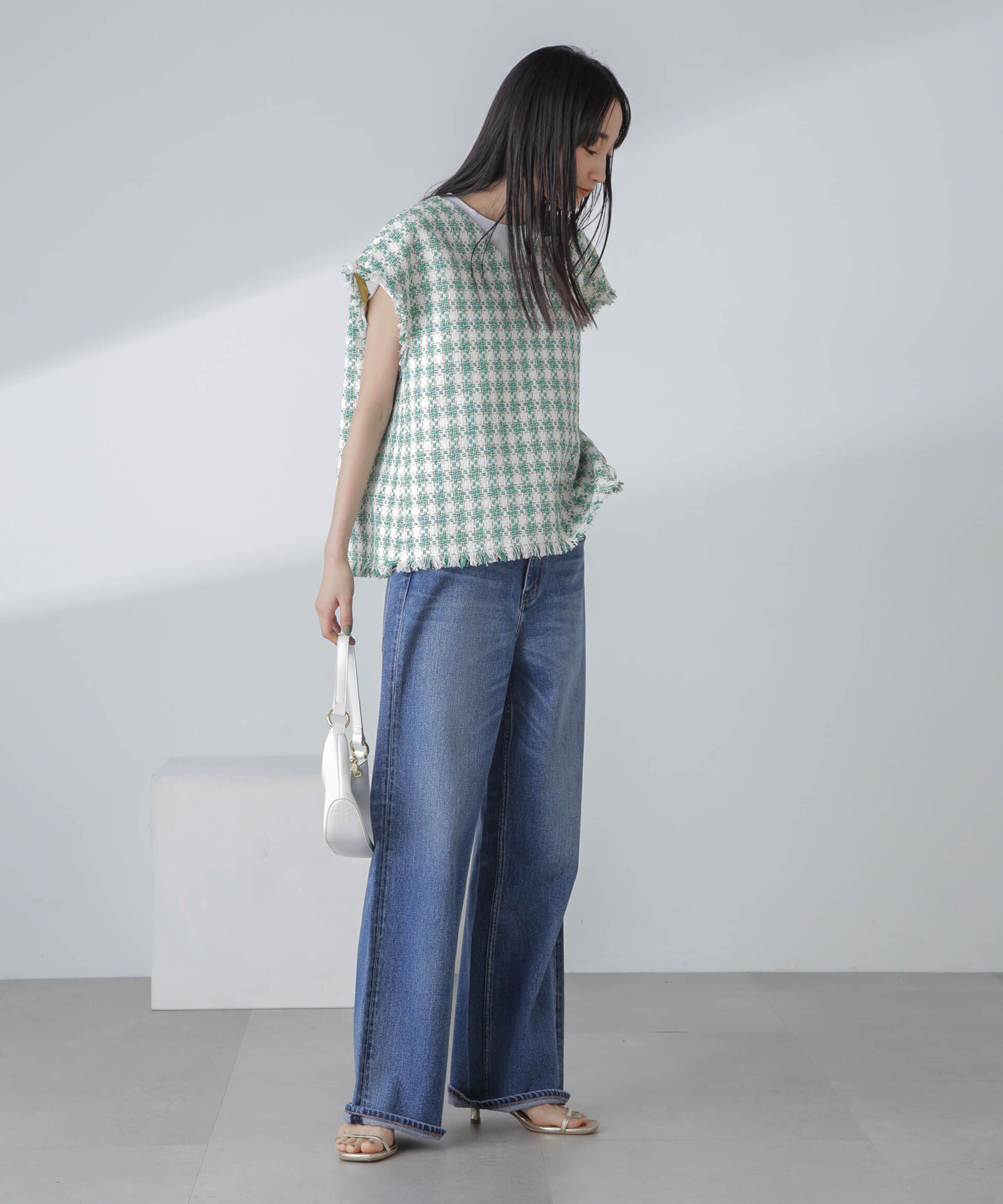 nano･universe「ラメファンシーツイード ショートジレ」|ベスト・ジレ|