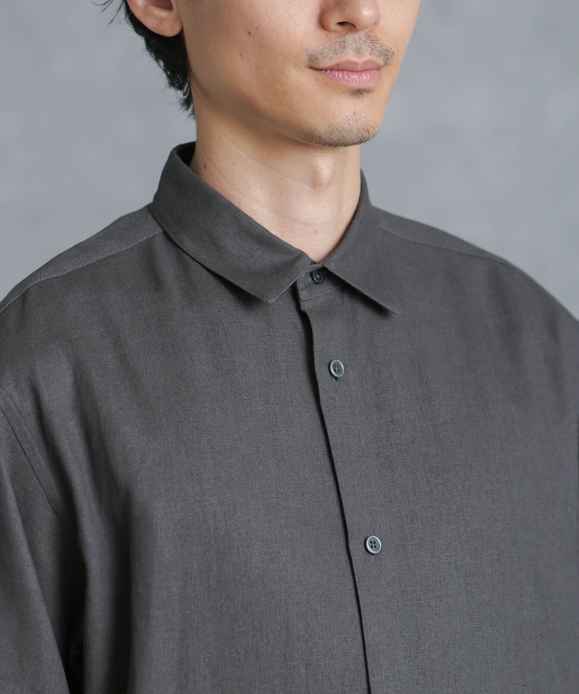 nano･universe「フレンチリネンレギュラーカラーシャツ 7分袖」|シャツ・ブラウス|