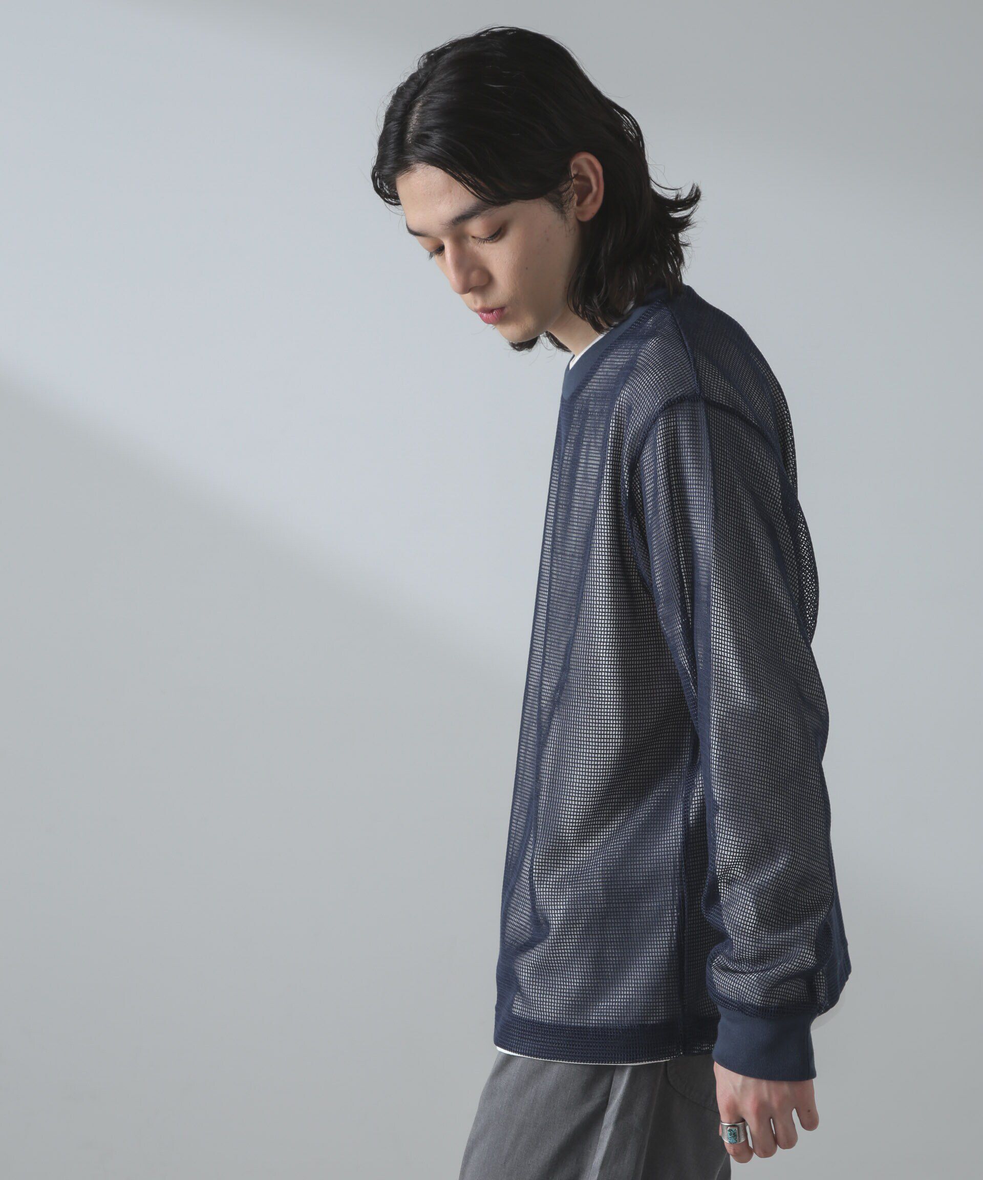 nano･universe「アンサンブルメッシュTシャツ 長袖」|Tシャツ・カットソー|