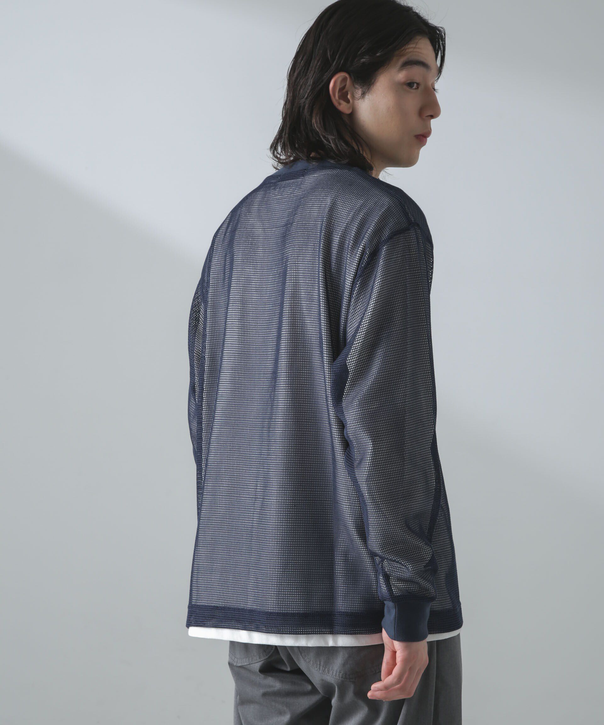 nano･universe「アンサンブルメッシュTシャツ 長袖」|Tシャツ・カットソー|