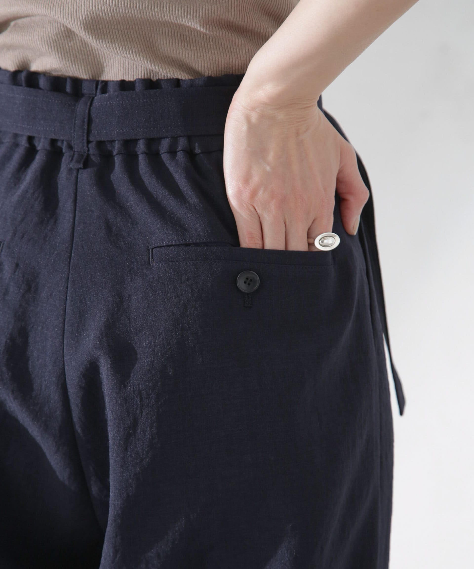 nano･universe「<洗濯機使用可><ﾉﾝｱｲﾛﾝ>ﾒﾗﾝｼﾞﾄﾞﾗｲ ﾍﾞﾙﾄ付きﾜｲﾄﾞ  」|チノ|