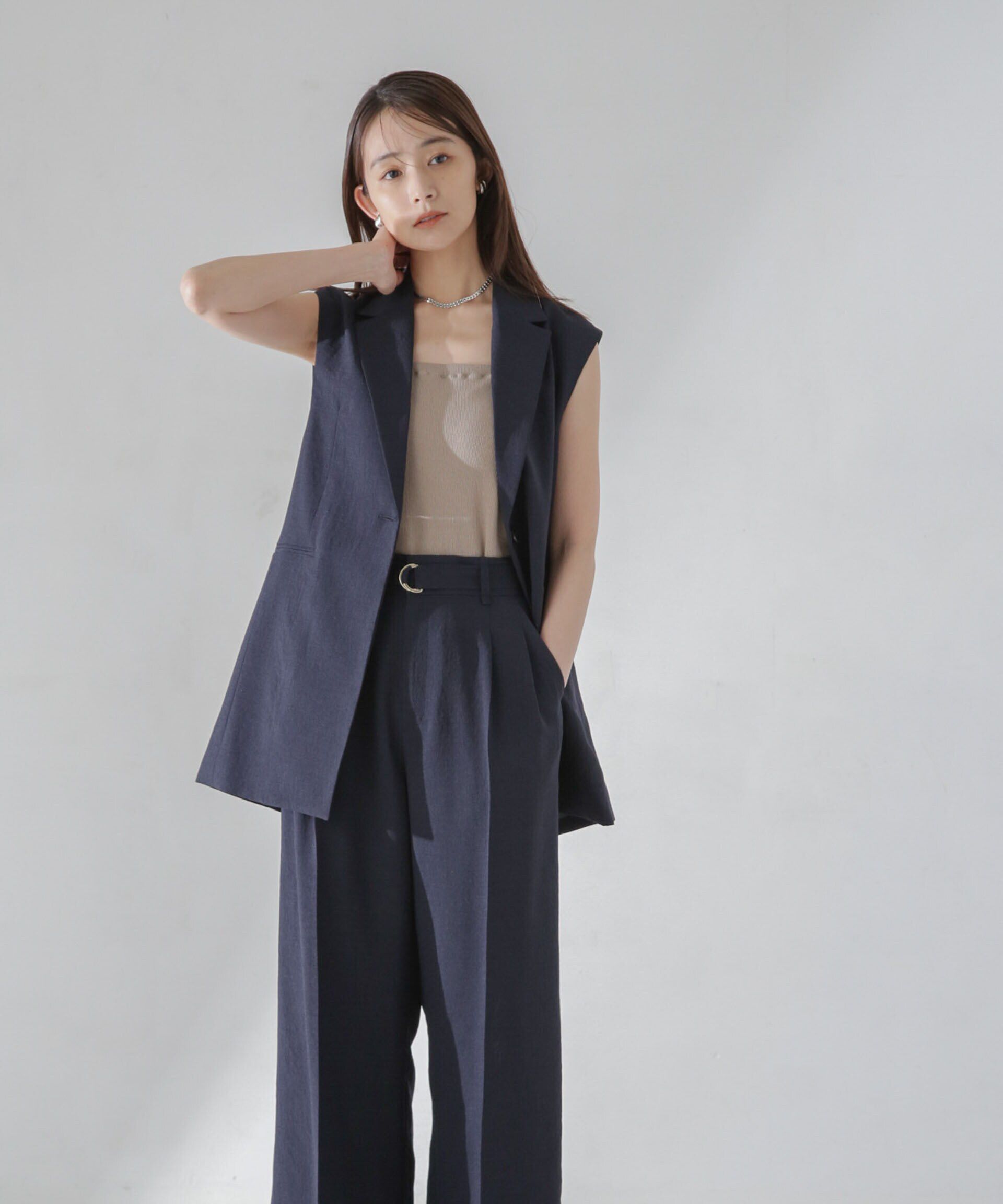 nano･universe「<洗濯機使用可><ﾉﾝｱｲﾛﾝ>ﾒﾗﾝｼﾞﾄﾞﾗｲ ﾍﾞﾙﾄ付きﾜｲﾄﾞ  」|チノ|