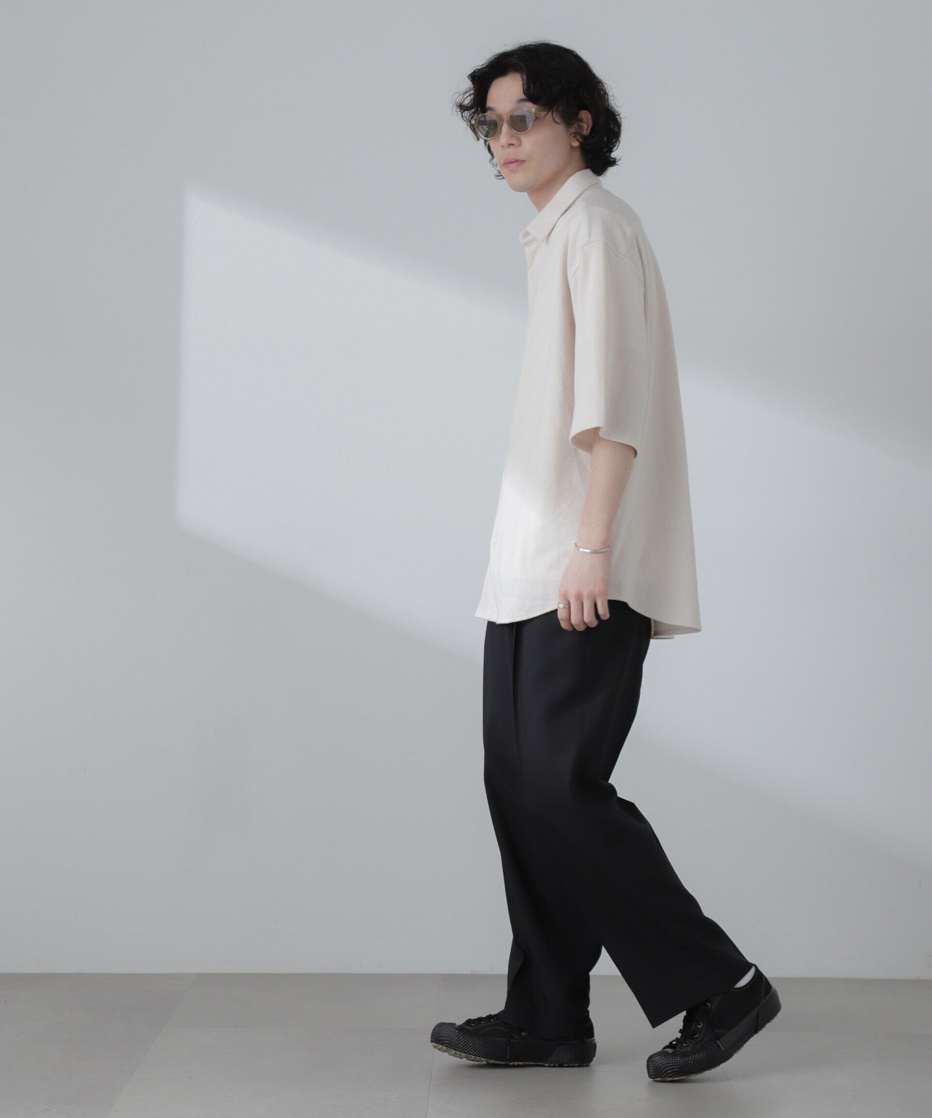 nano･universe「ヘリンボーン起毛シャツ 半袖(セットアップ可)」|シャツ・ブラウス|