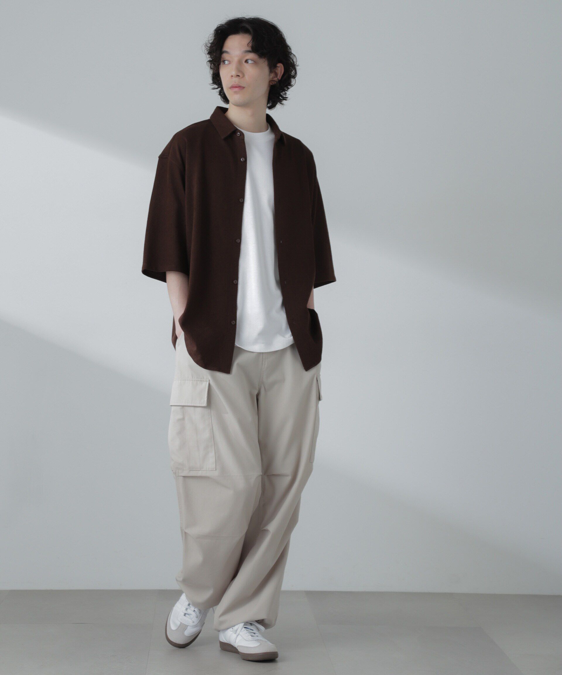 nano･universe「ヘリンボーン起毛シャツ 半袖(セットアップ可)」|シャツ・ブラウス|