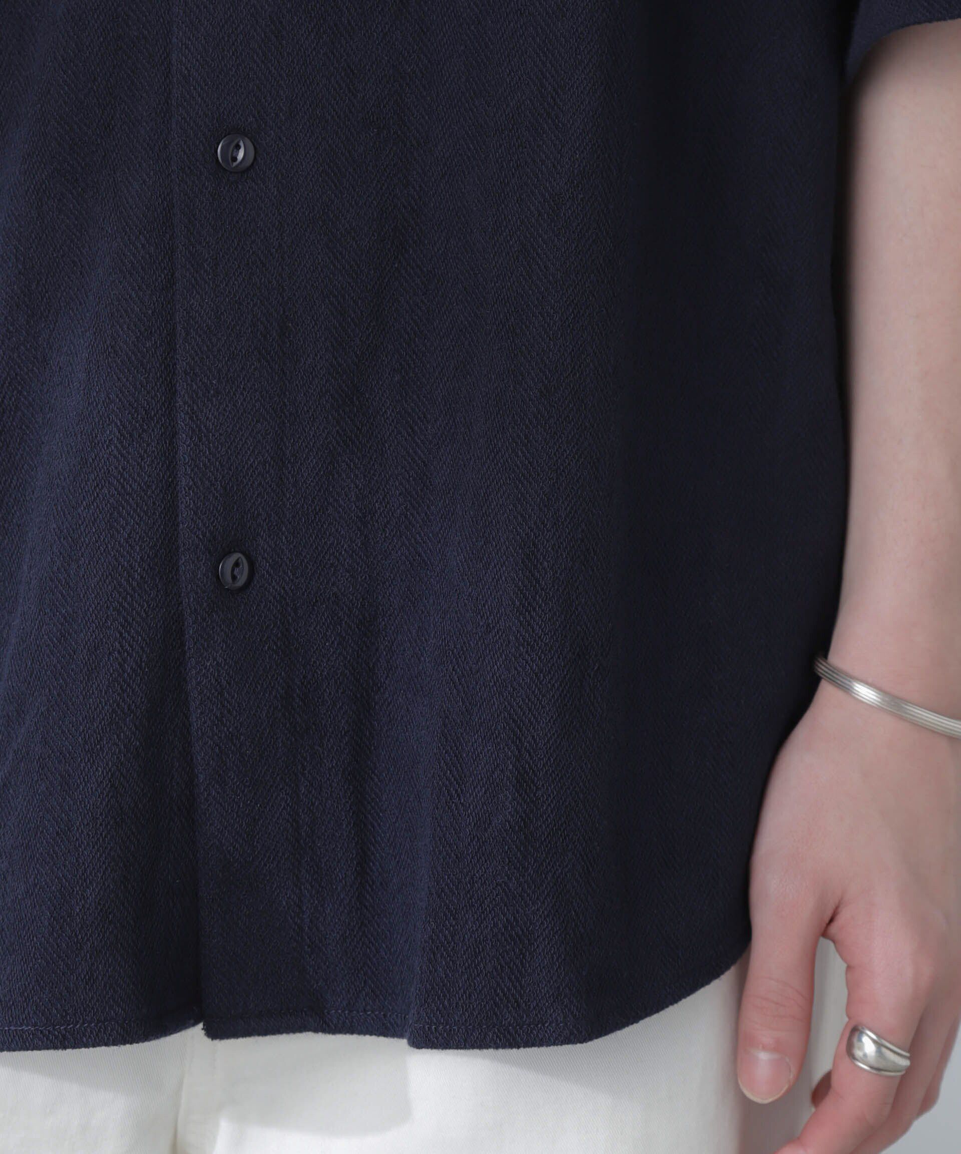 nano･universe「ヘリンボーン起毛シャツ 半袖(セットアップ可)」|シャツ・ブラウス|