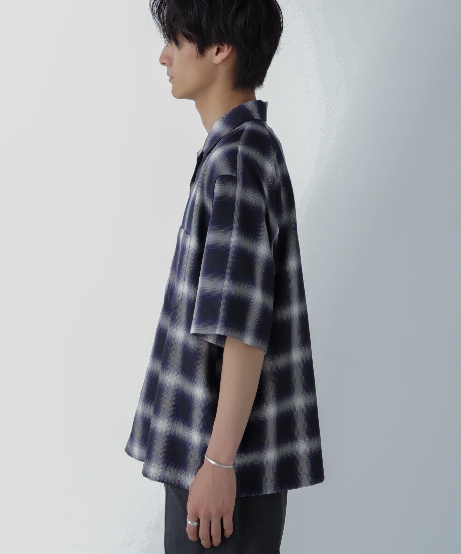 nano･universe「オンブレーチェックハーフスリーブシャツ」|シャツ・ブラウス|