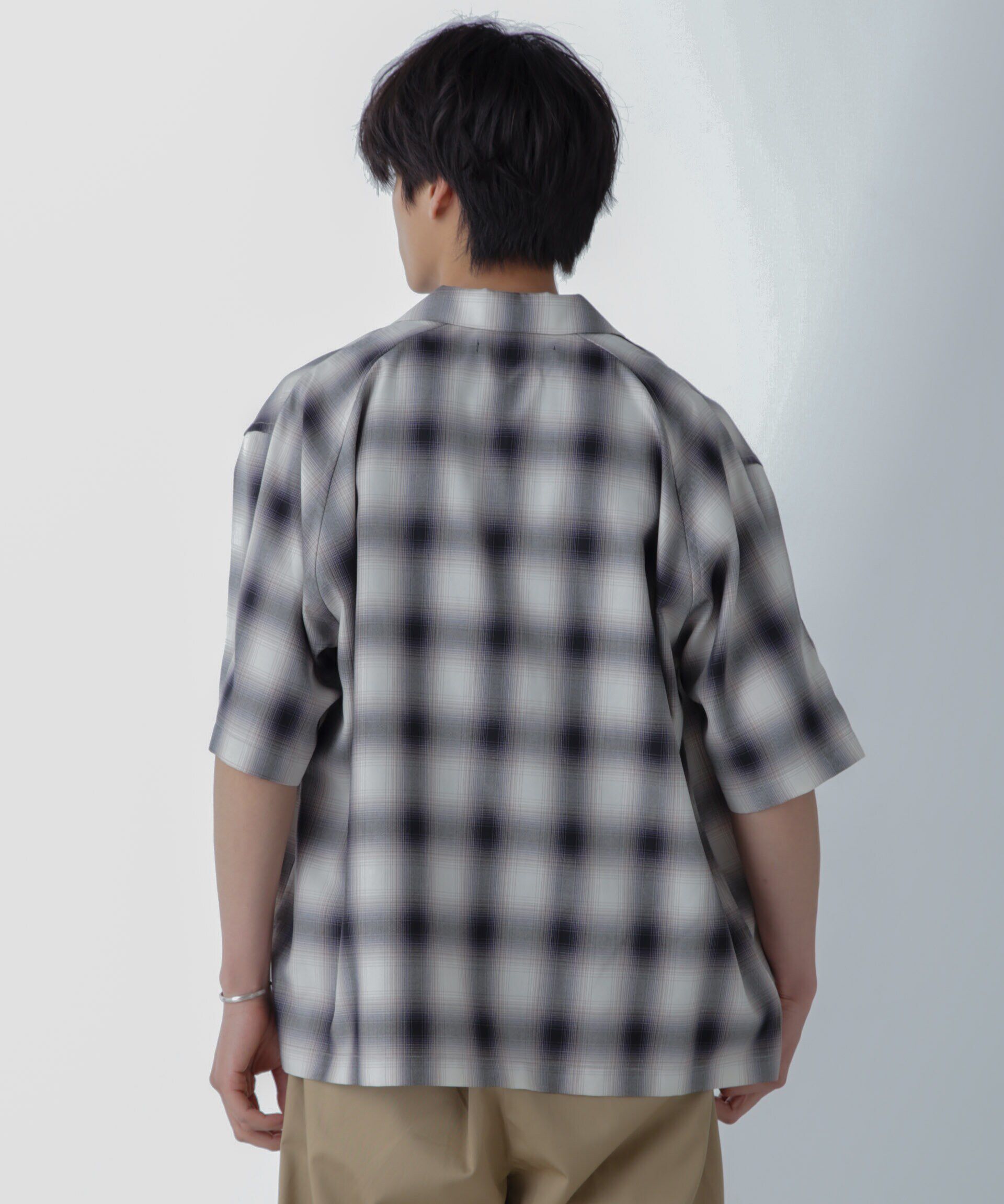 nano･universe「オンブレーチェックハーフスリーブシャツ」|シャツ・ブラウス|