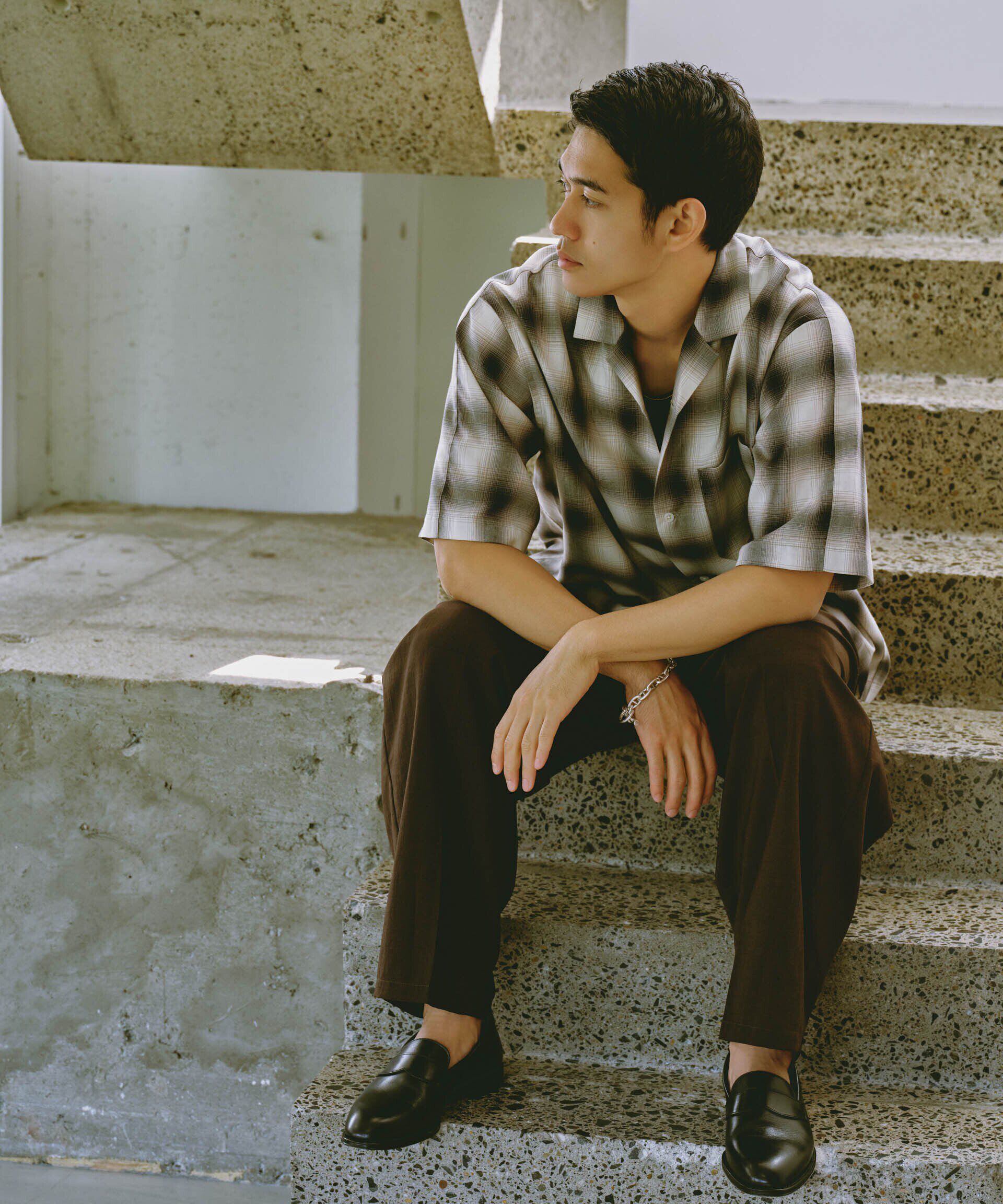 nano･universe「オンブレーチェックハーフスリーブシャツ」|シャツ・ブラウス|