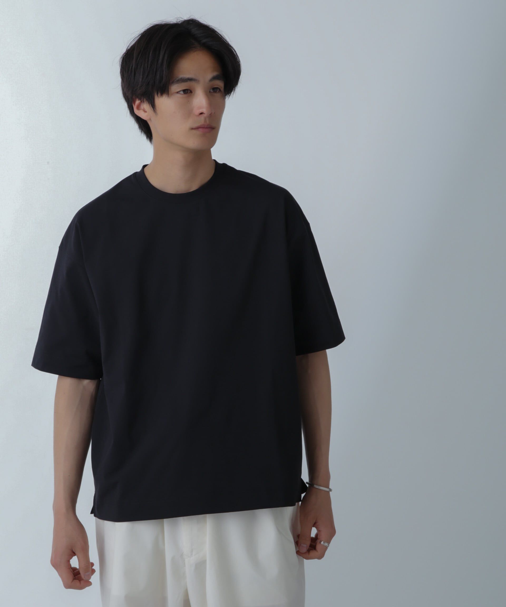 nano･universe「ドライジャージー ワイドTシャツ 半袖(セットアップ可)」|Tシャツ・カットソー|