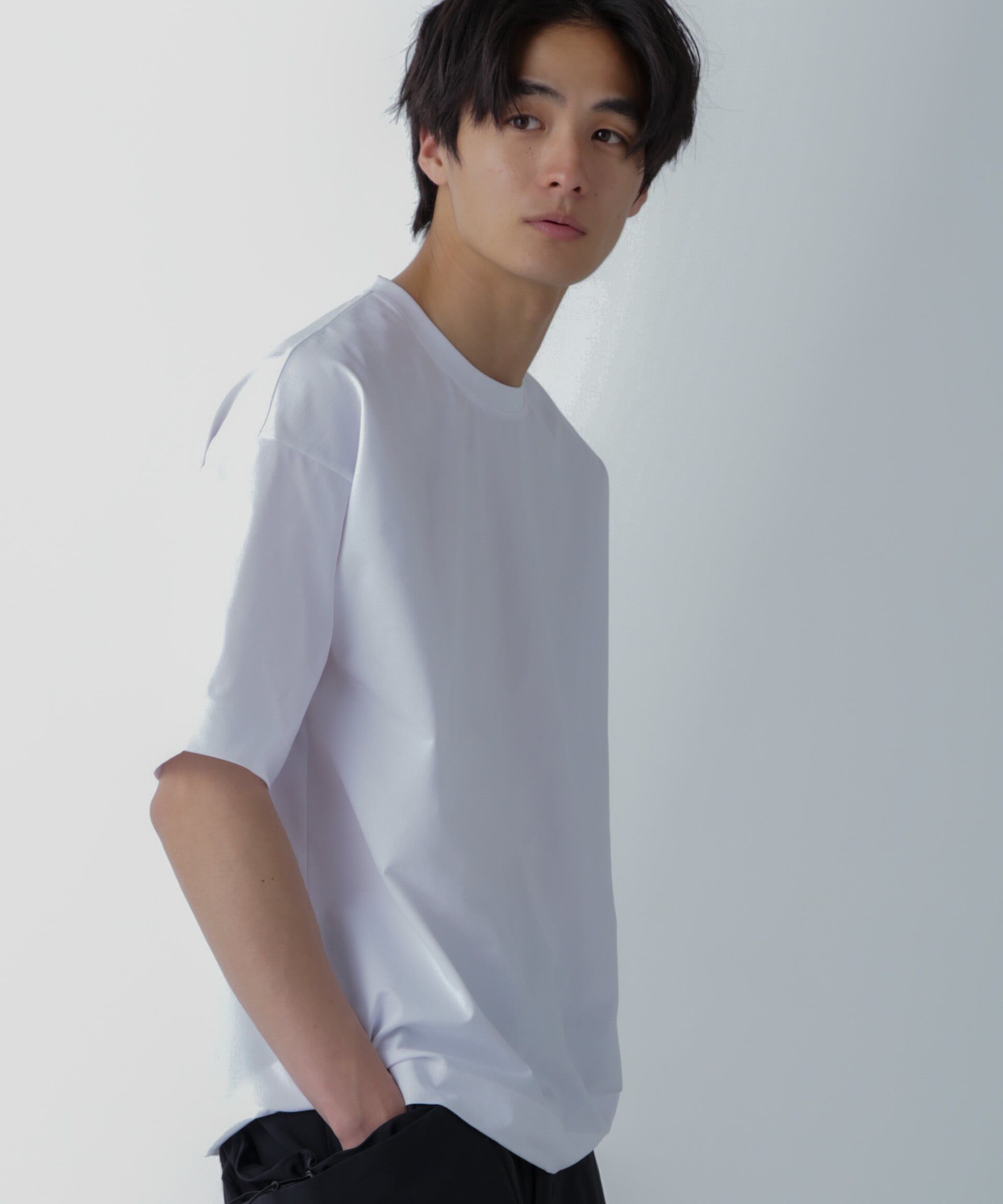 nano･universe「ドライジャージー ワイドTシャツ 半袖(セットアップ可)」|Tシャツ・カットソー|