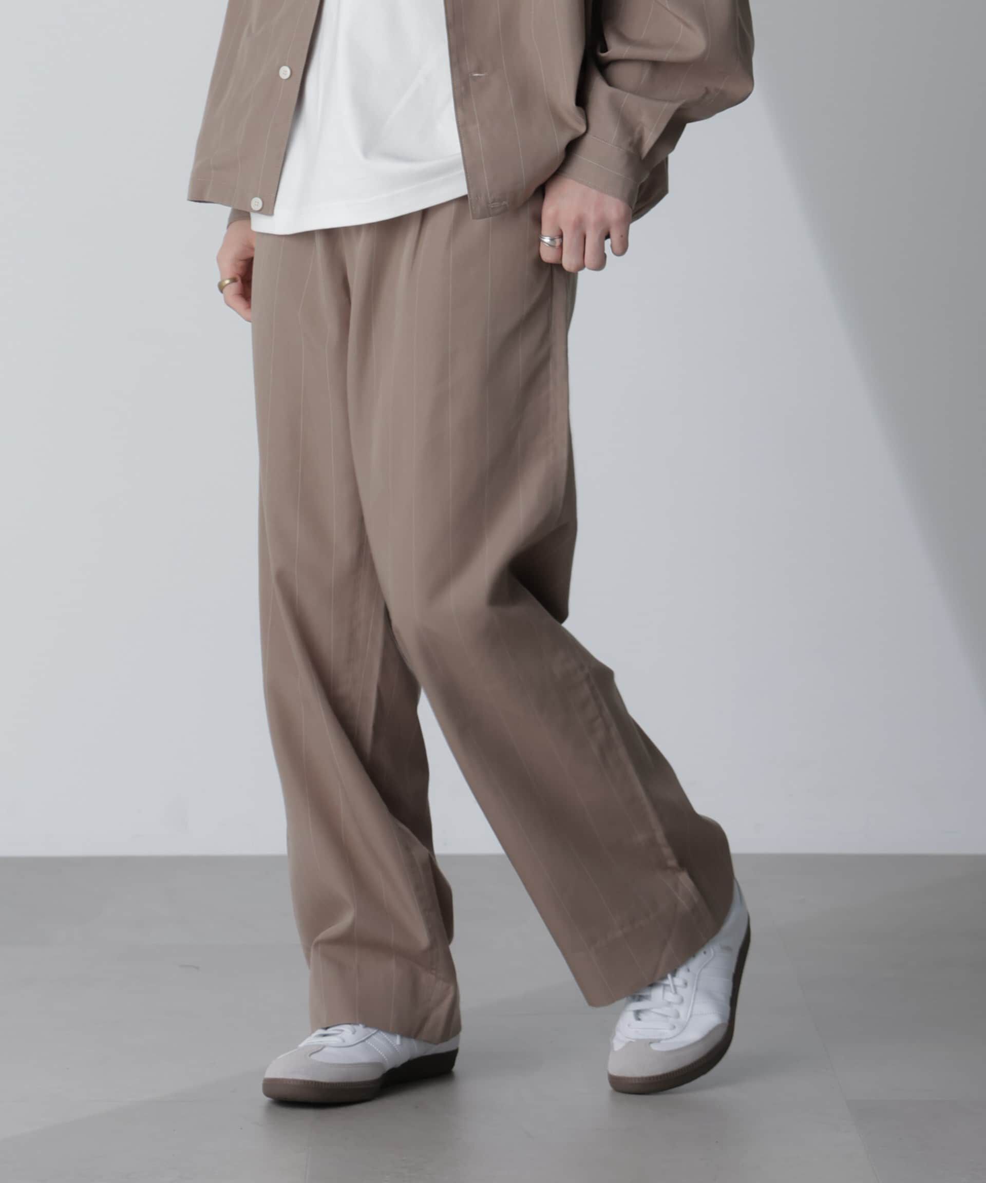 nano･universe「リネンブレンドピンストライプ1タックパンツ(セットアップ可)」|チノ|