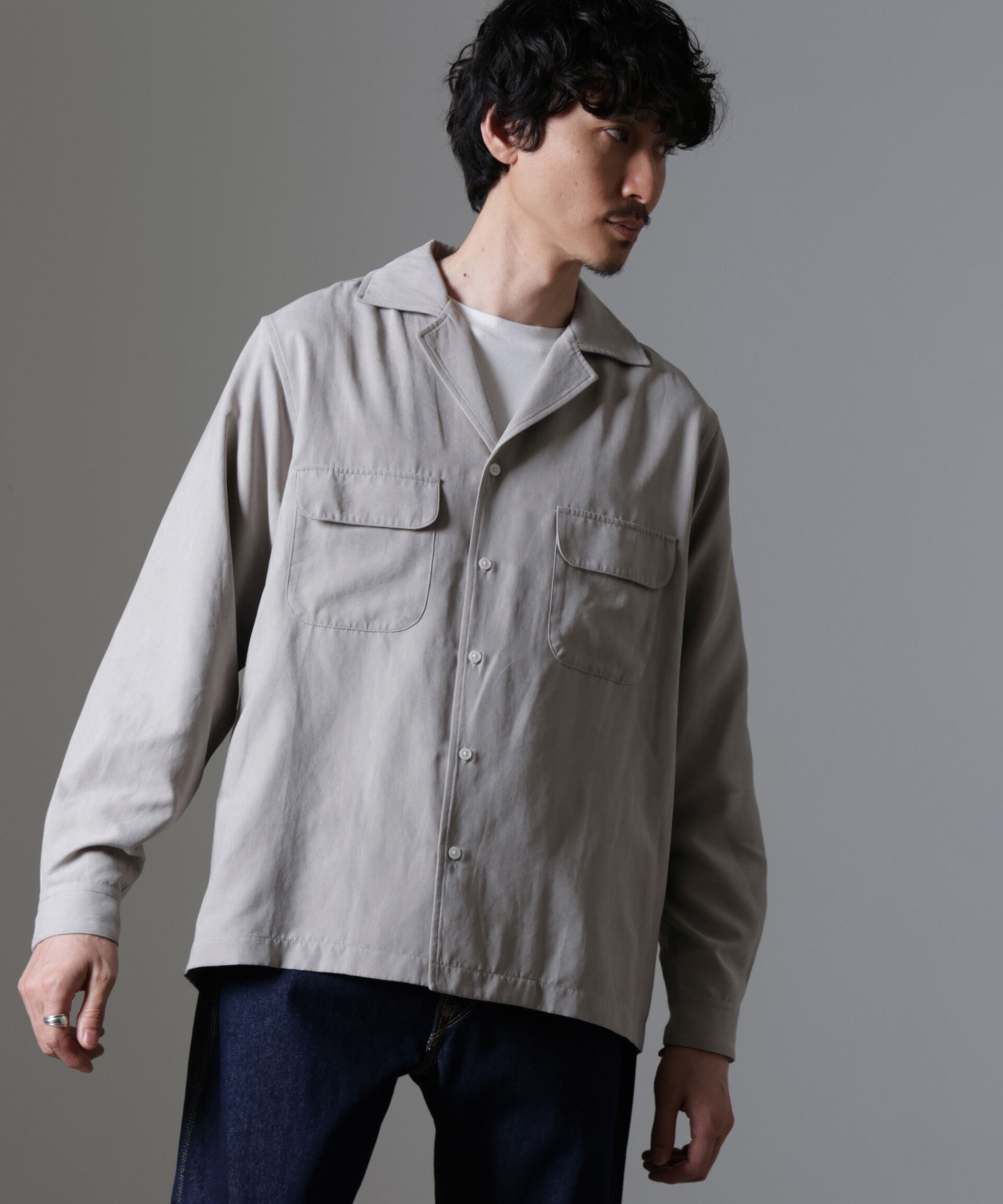 nano･universe「スウェードライクオープンカラーシャツ」|シャツ・ブラウス|