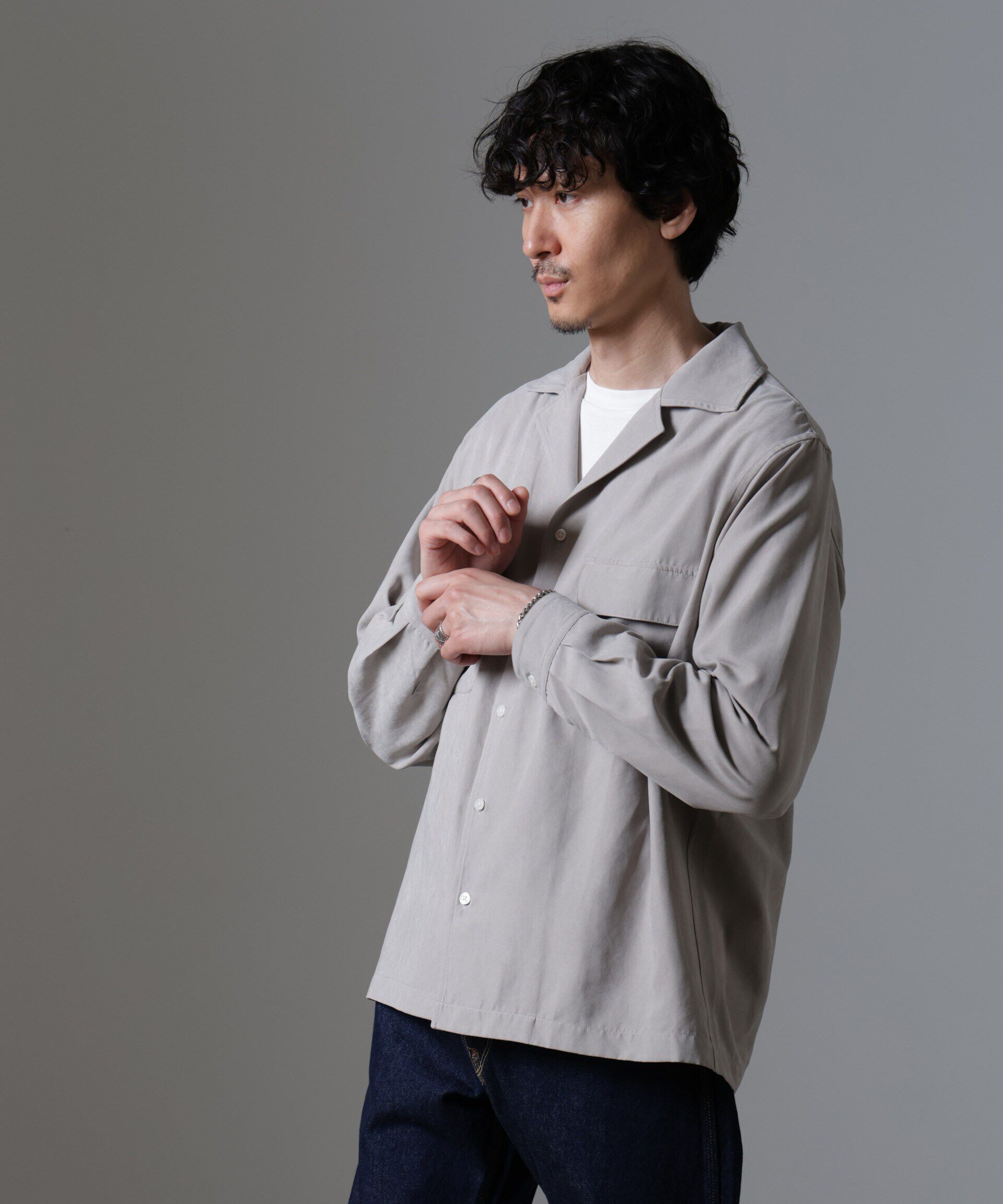 nano･universe「スウェードライクオープンカラーシャツ」|シャツ・ブラウス|