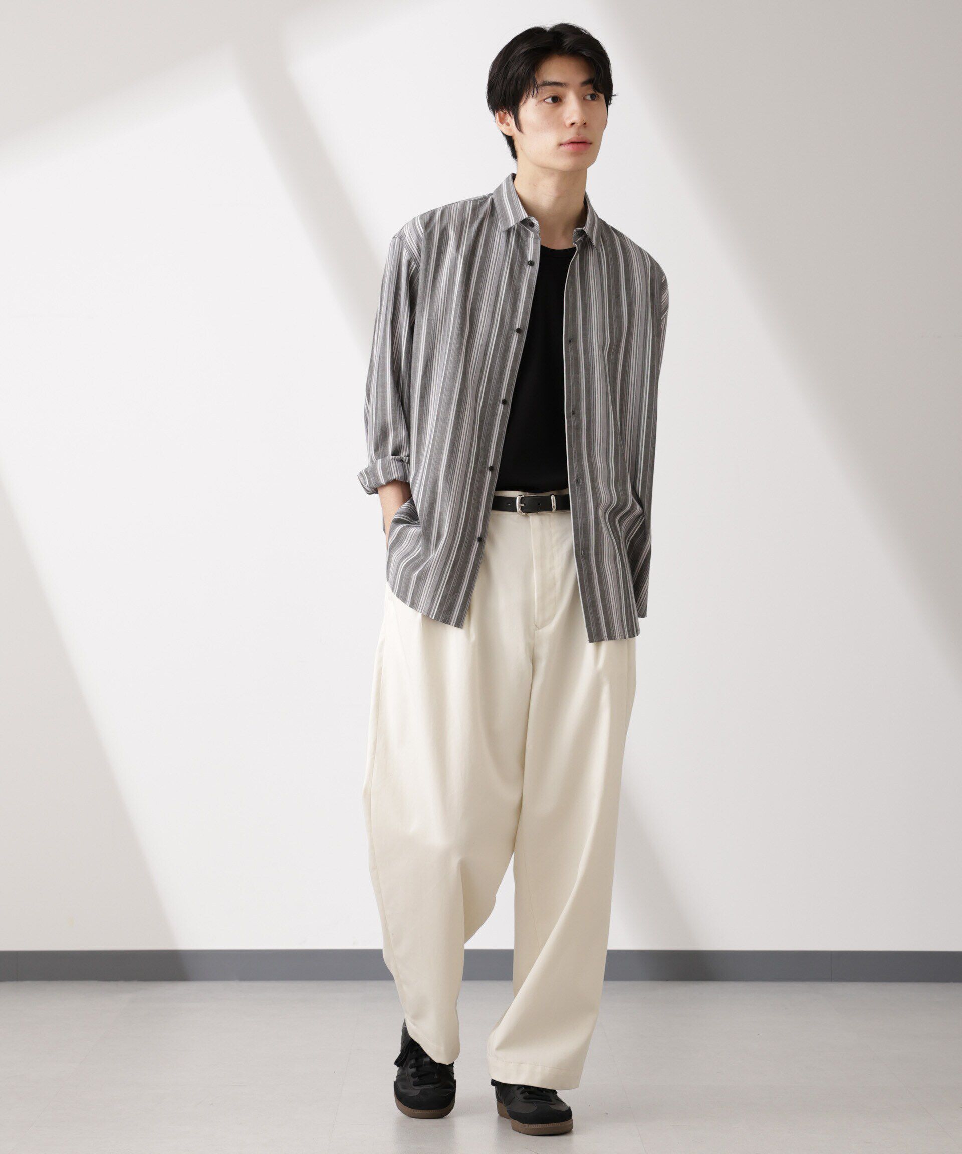 nano･universe「ランダムストライプシャツ 長袖」|シャツ・ブラウス|