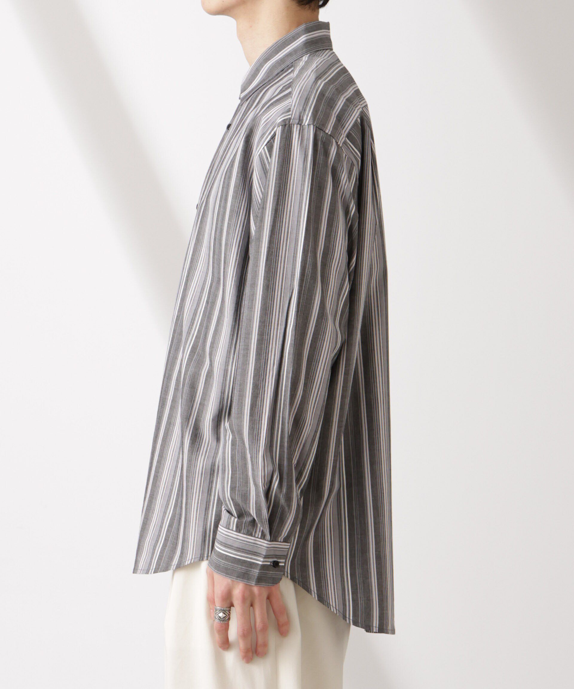 nano･universe「ランダムストライプシャツ 長袖」|シャツ・ブラウス|