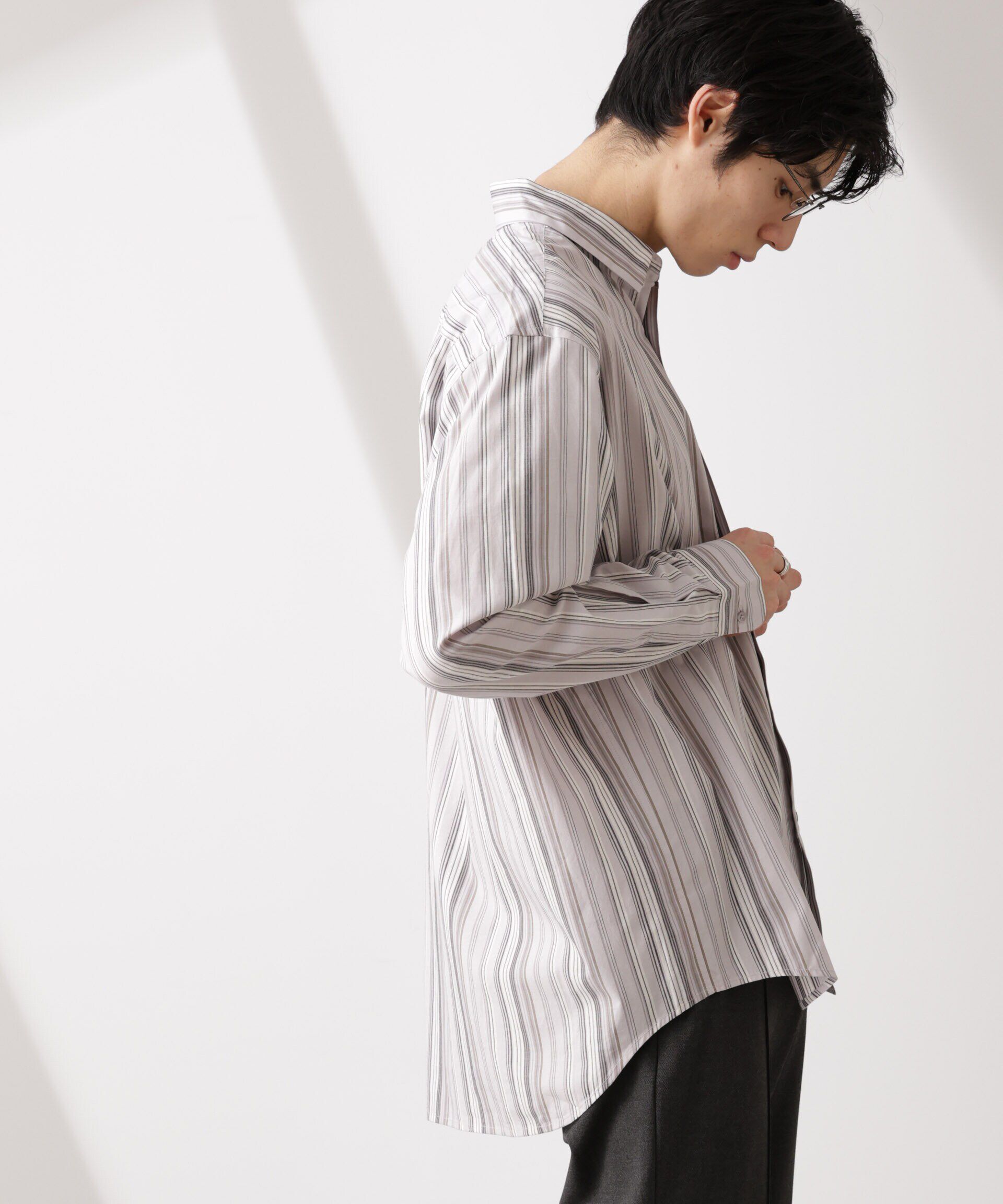 nano･universe「ランダムストライプシャツ 長袖」|シャツ・ブラウス|