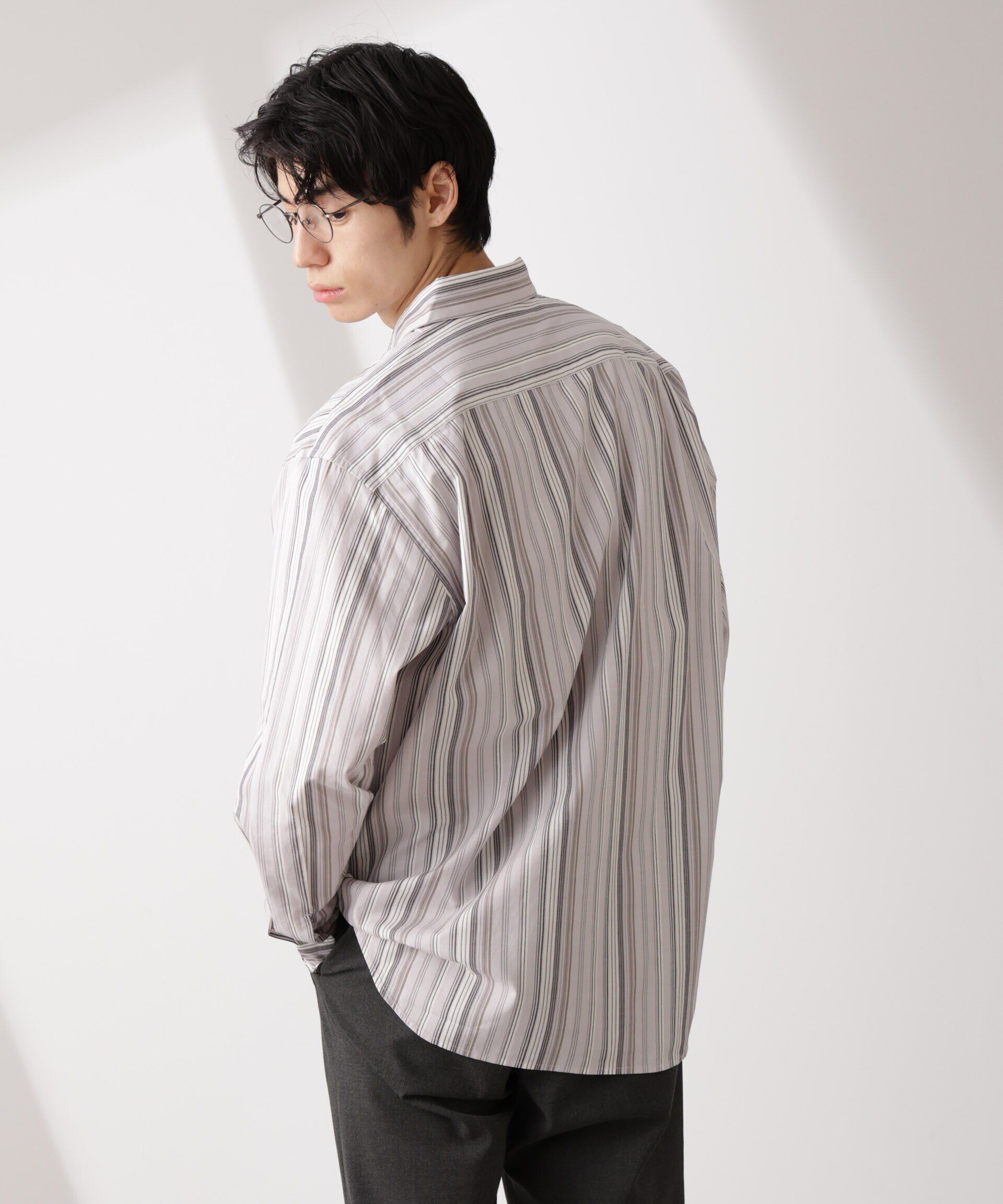 nano･universe「ランダムストライプシャツ 長袖」|シャツ・ブラウス|