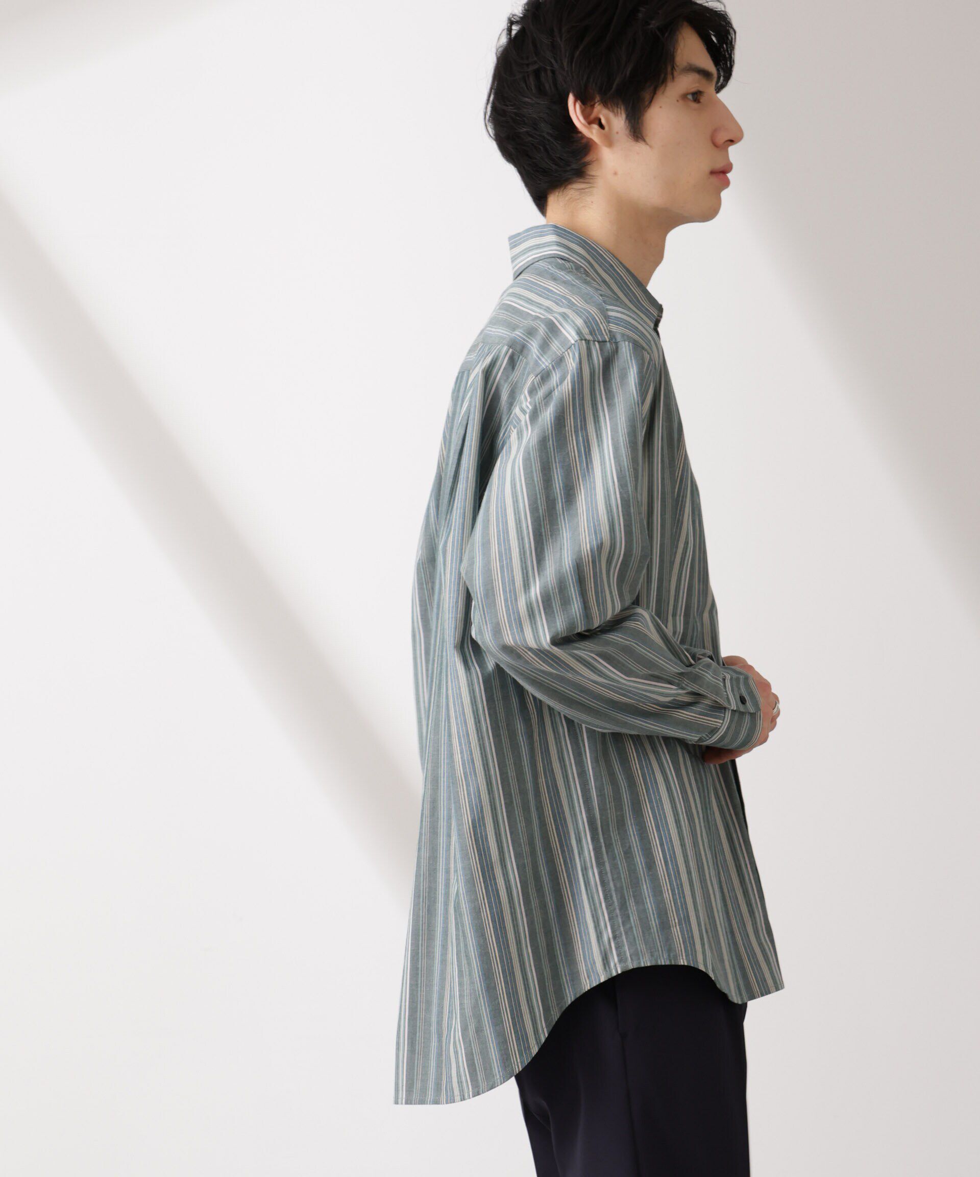 nano･universe「ランダムストライプシャツ 長袖」|シャツ・ブラウス|