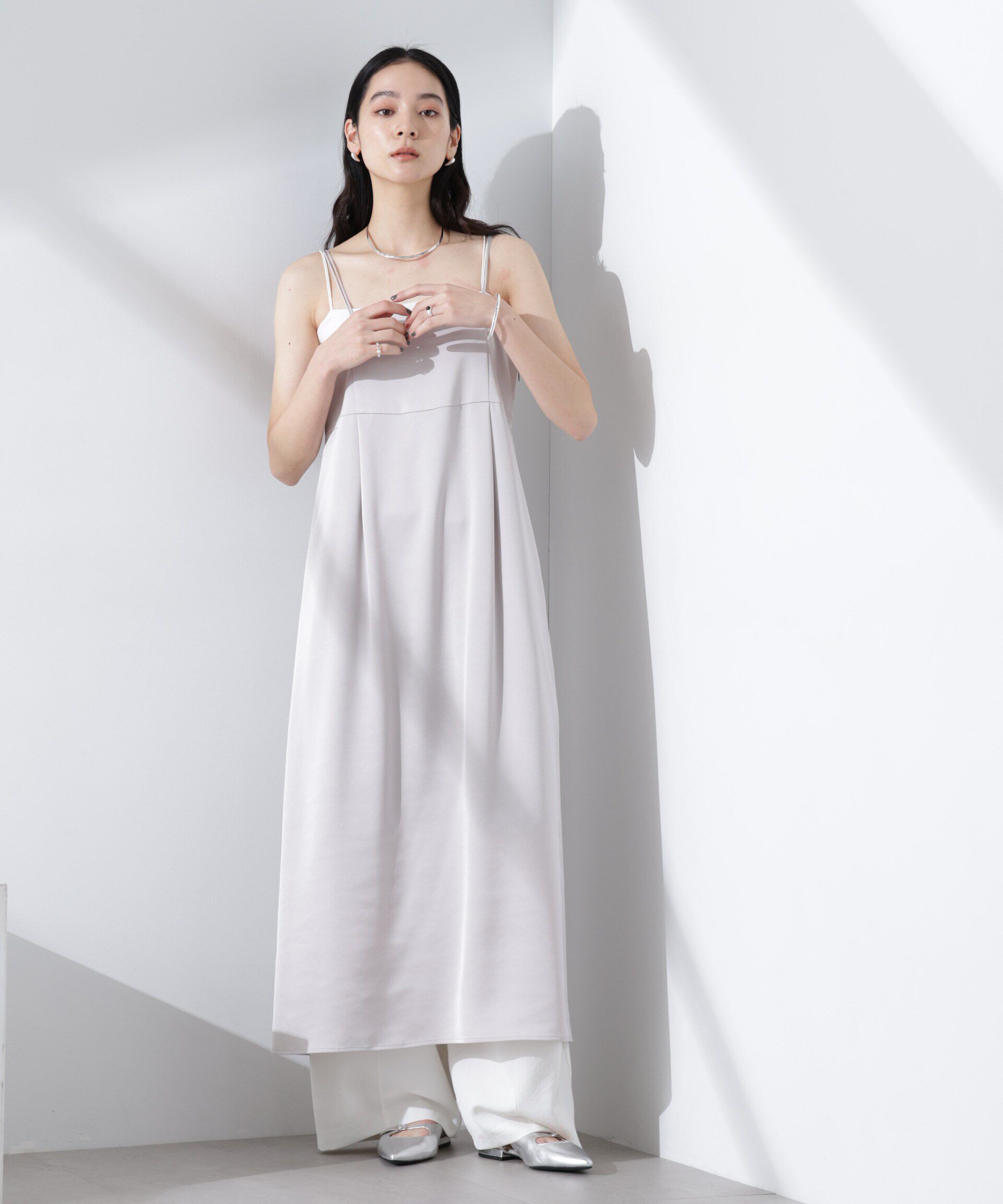 nano･universe「サテンキャミワンピース」|ワンピース|L.グレー1