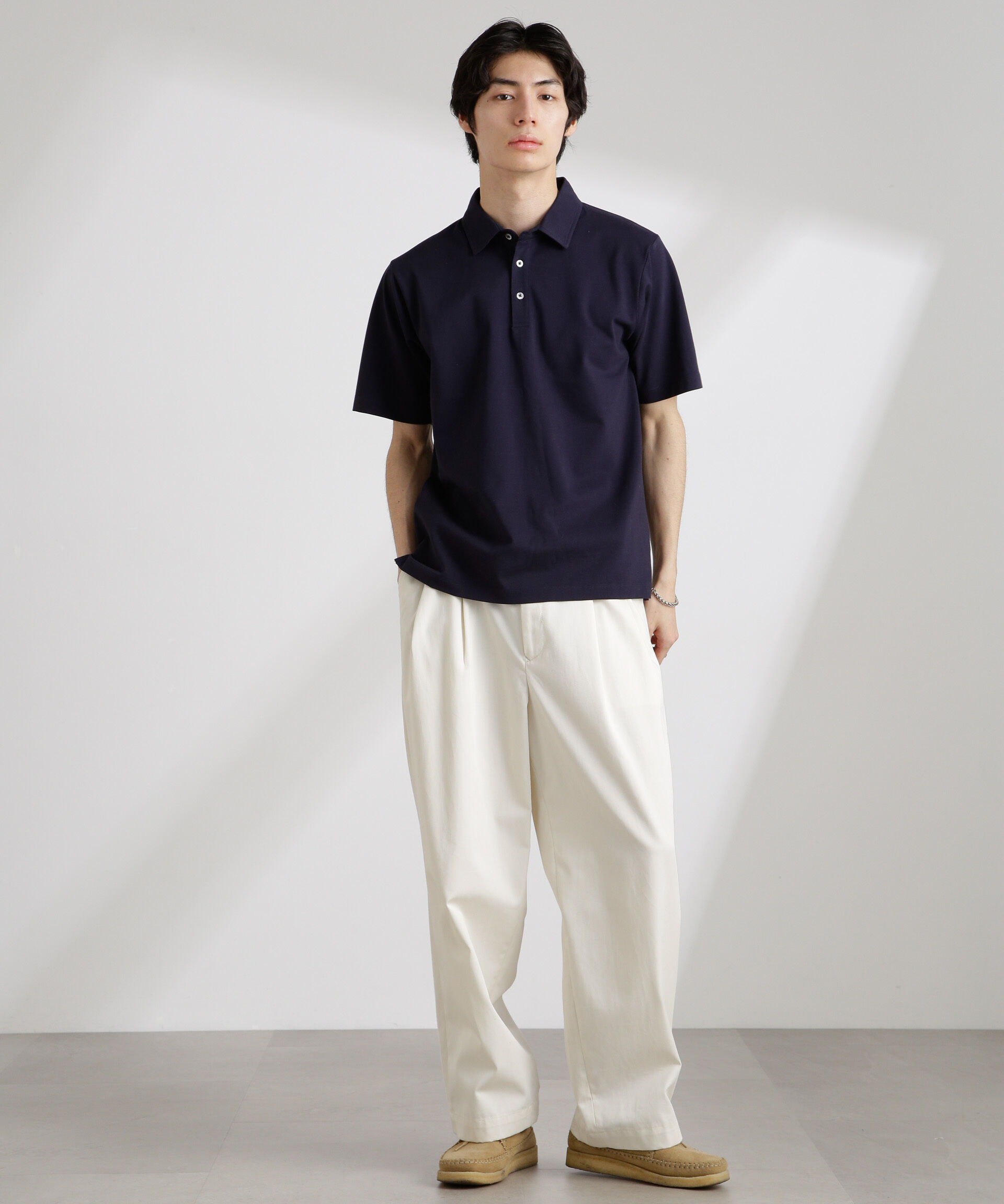 nano･universe「アンチスメル 鹿の子ポロ 半袖」|Tシャツ・カットソー|