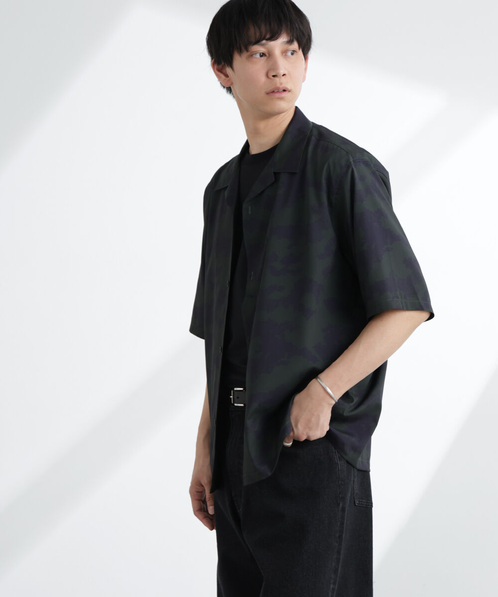 nano･universe「オリジナルパターン開襟シャツ 半袖」|シャツ・ブラウス|グリーン