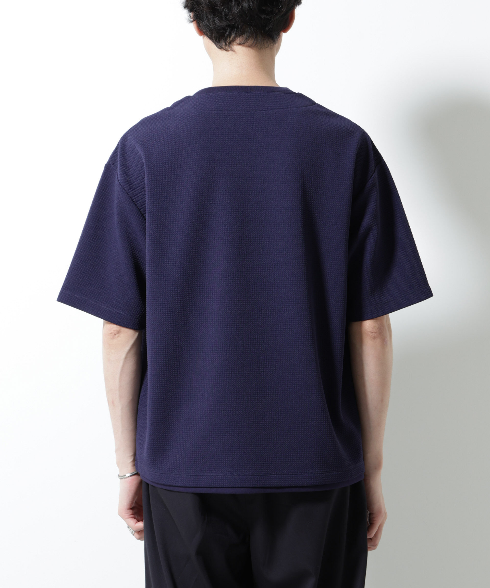 nano･universe「フェイクレイヤードキーネックTシャツ 半袖」|Tシャツ・カットソー|