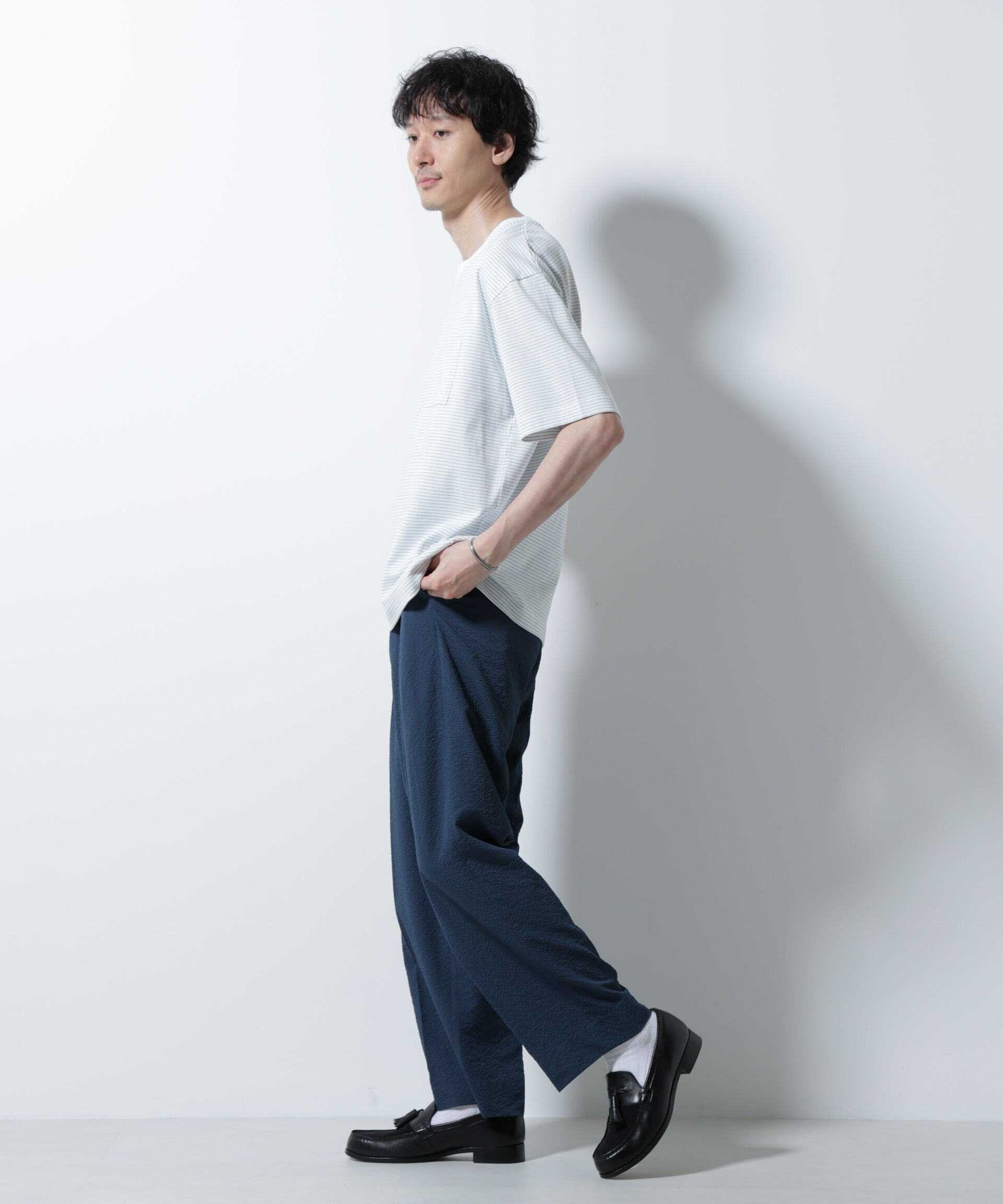 nano･universe「20シルケットボーダーTシャツ 半袖」|Tシャツ・カットソー|