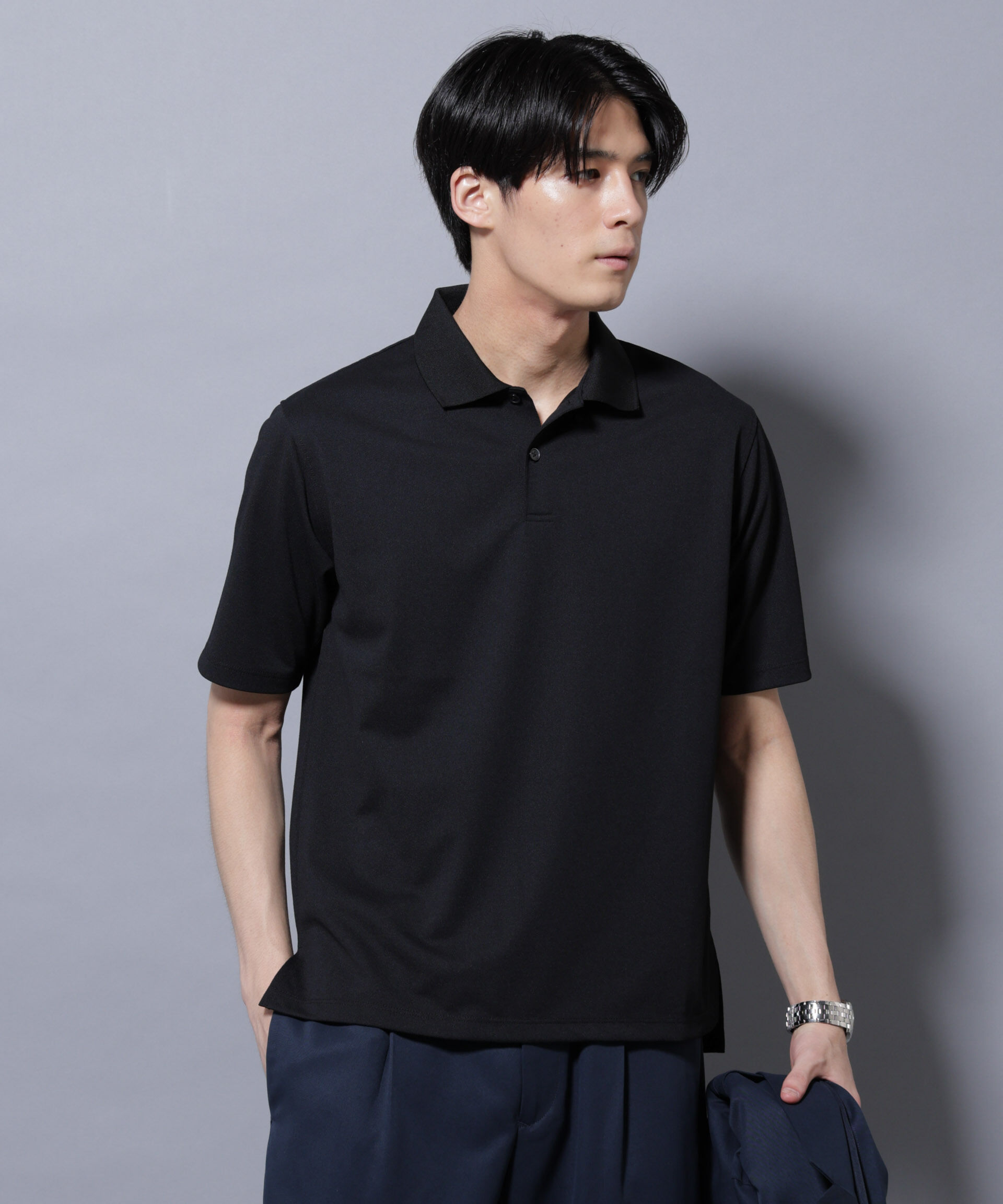 nano･universe「「N POLO」 AERO FREEZE 鹿の子ポロシャツ」|Tシャツ・カットソー|ブラック