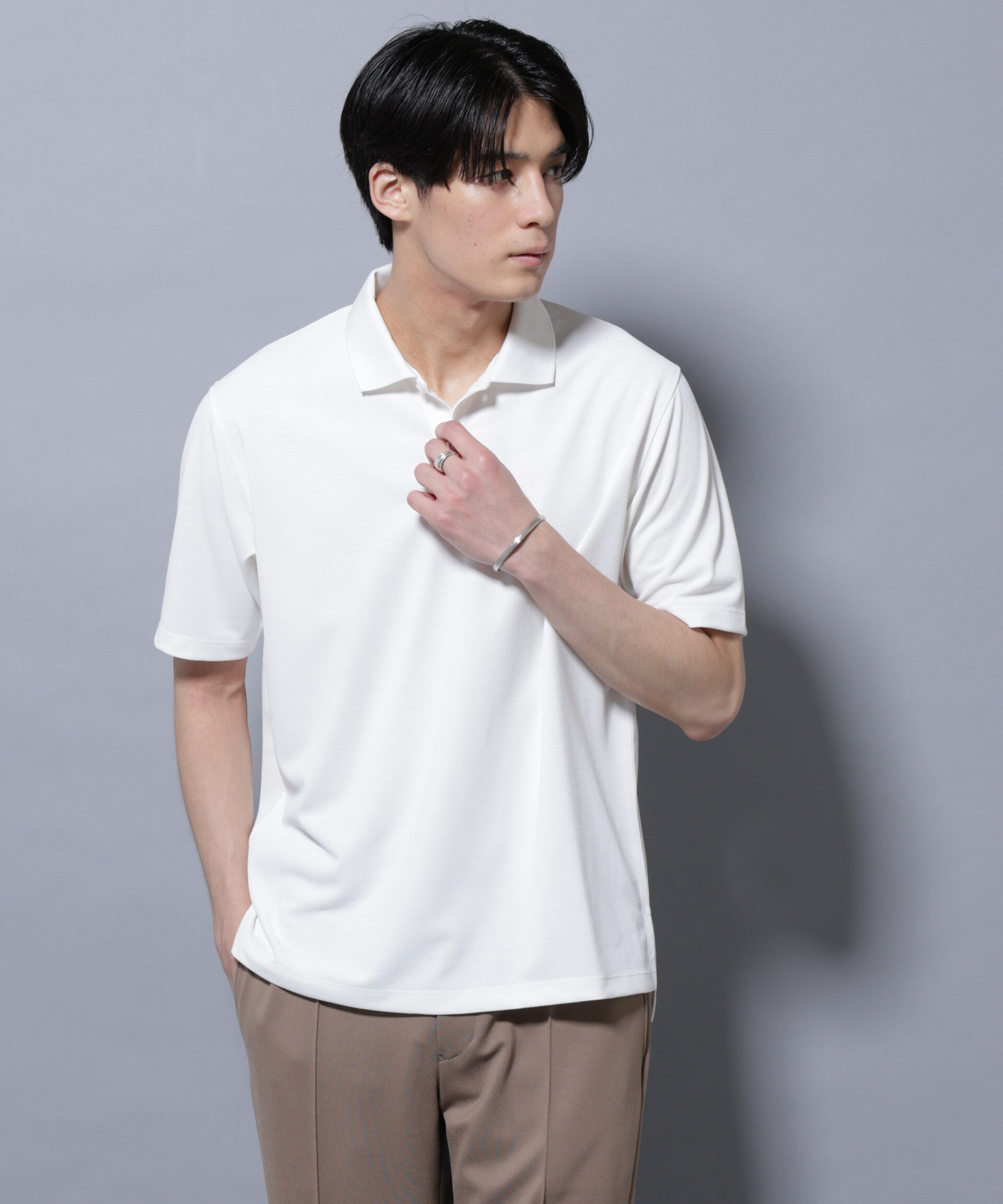 nano･universe「「N POLO」 AERO FREEZE 鹿の子ポロシャツ」|Tシャツ・カットソー|ホワイト