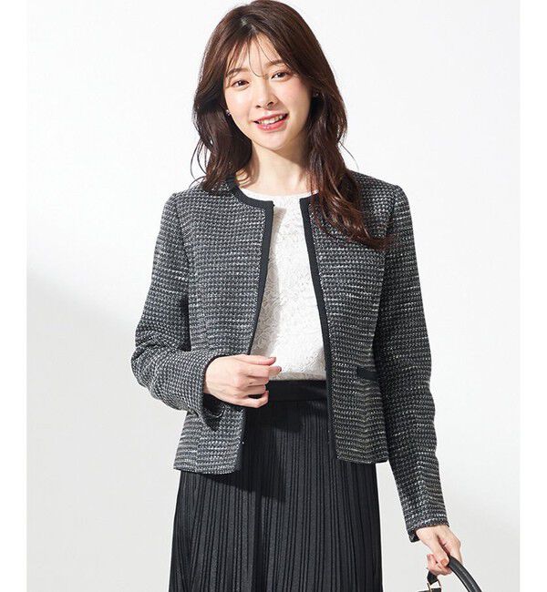 any SiS「リップルボーダーストレッチ ノーカラージャケット」|ノーカラージャケット|ｼｬﾝﾌﾞﾚ