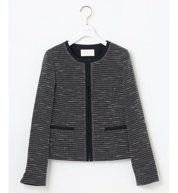 any SiS「リップルボーダーストレッチ ノーカラージャケット」|ノーカラージャケット|