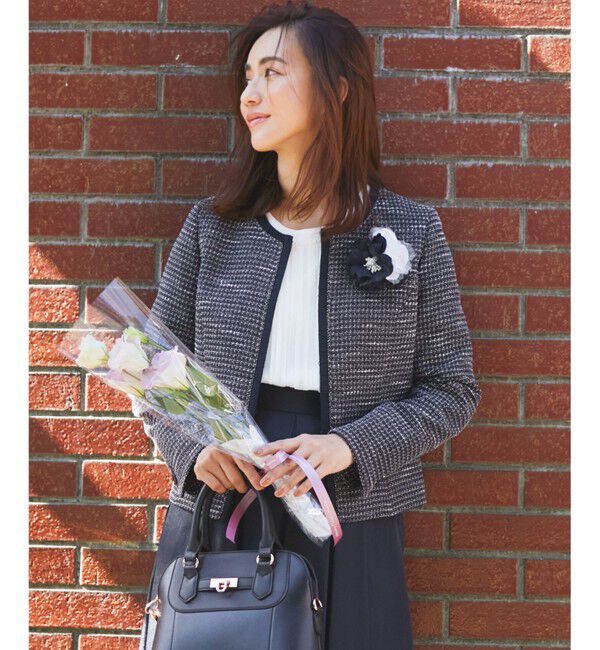 any SiS「リップルボーダーストレッチ ノーカラージャケット」|ノーカラージャケット|