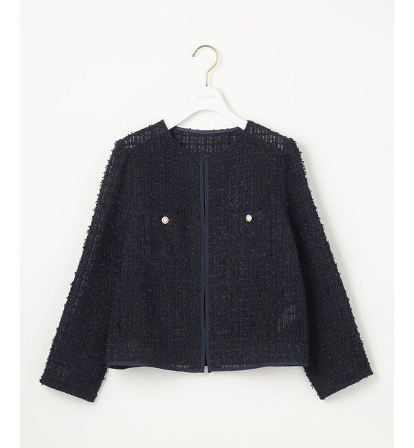 ANY SIS「リボンヤーンシアーツイード ジャケット」|ノーカラージャケット|