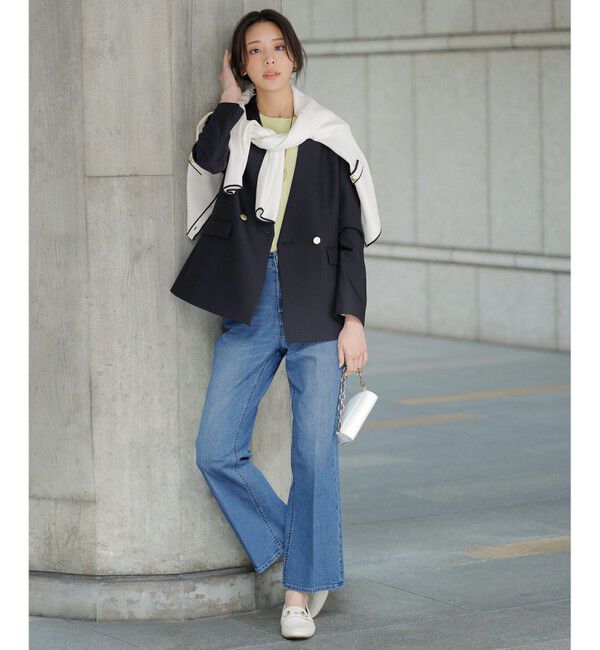 ANY SIS「褒めらレディストレッチ カラーレス ジャケット」|ノーカラージャケット|