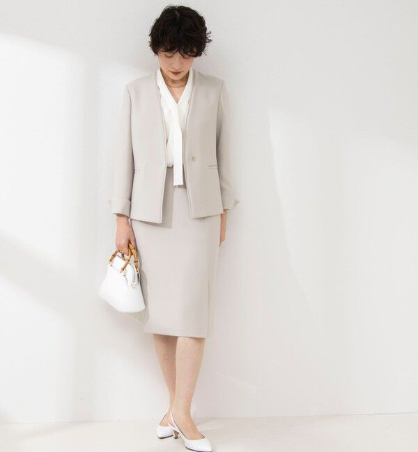 NOLLEY'S sophi「《セットアップ対応》撥水ダブルクロスサイドスリットスカート」|タイト|