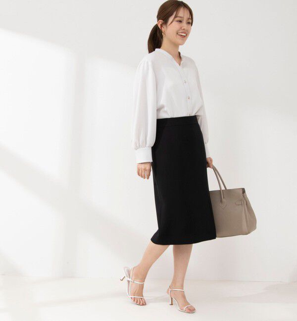 NOLLEY'S sophi「《セットアップ対応》撥水ダブルクロスサイドスリットスカート」|タイト|