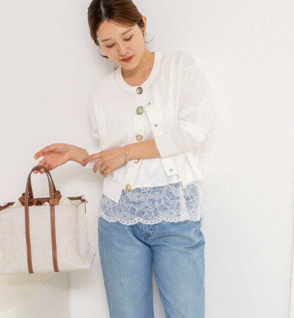 NOLLEY'S「ウォッシャブル裾レースオトナサテンタンク」|タンクトップ|