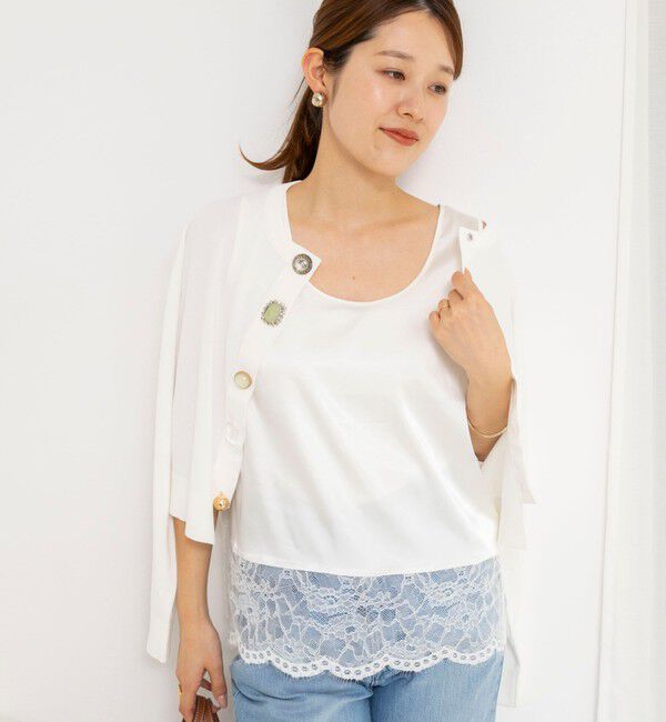 NOLLEY'S「ウォッシャブル裾レースオトナサテンタンク」|タンクトップ|