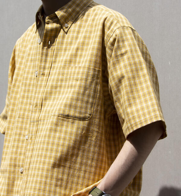 GLOSTER「【GLOSTER/グロスター】チェック半袖シャツ ボタンダウン ワンポイントロゴ刺繍入り」|シャツ・ブラウス|