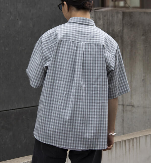 GLOSTER「【GLOSTER/グロスター】チェック半袖シャツ ボタンダウン ワンポイントロゴ刺繍入り」|シャツ・ブラウス|