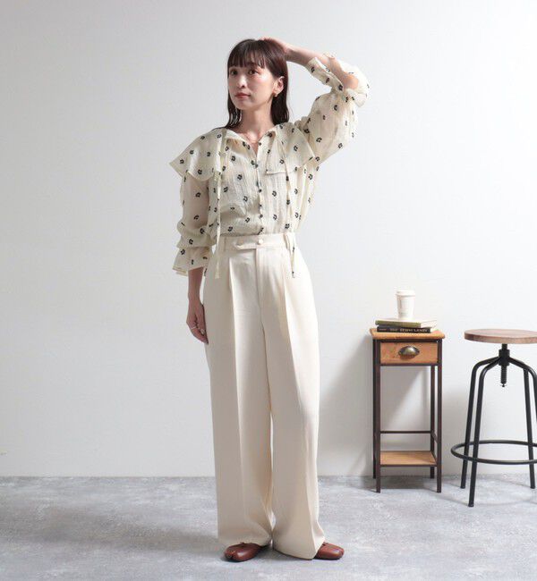 fredy emue「シアー楊柳刺繍ケープブラウス」|シャツ・ブラウス|